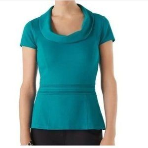 White House Black Market Teal Peplum top - size 10